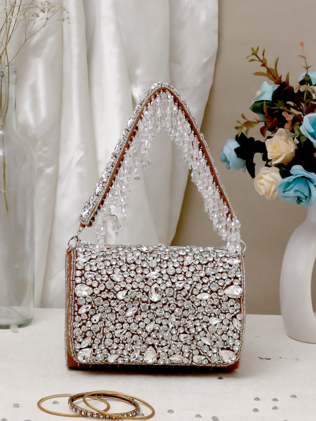 Swisni big golden crystal clutch bag - Main Image