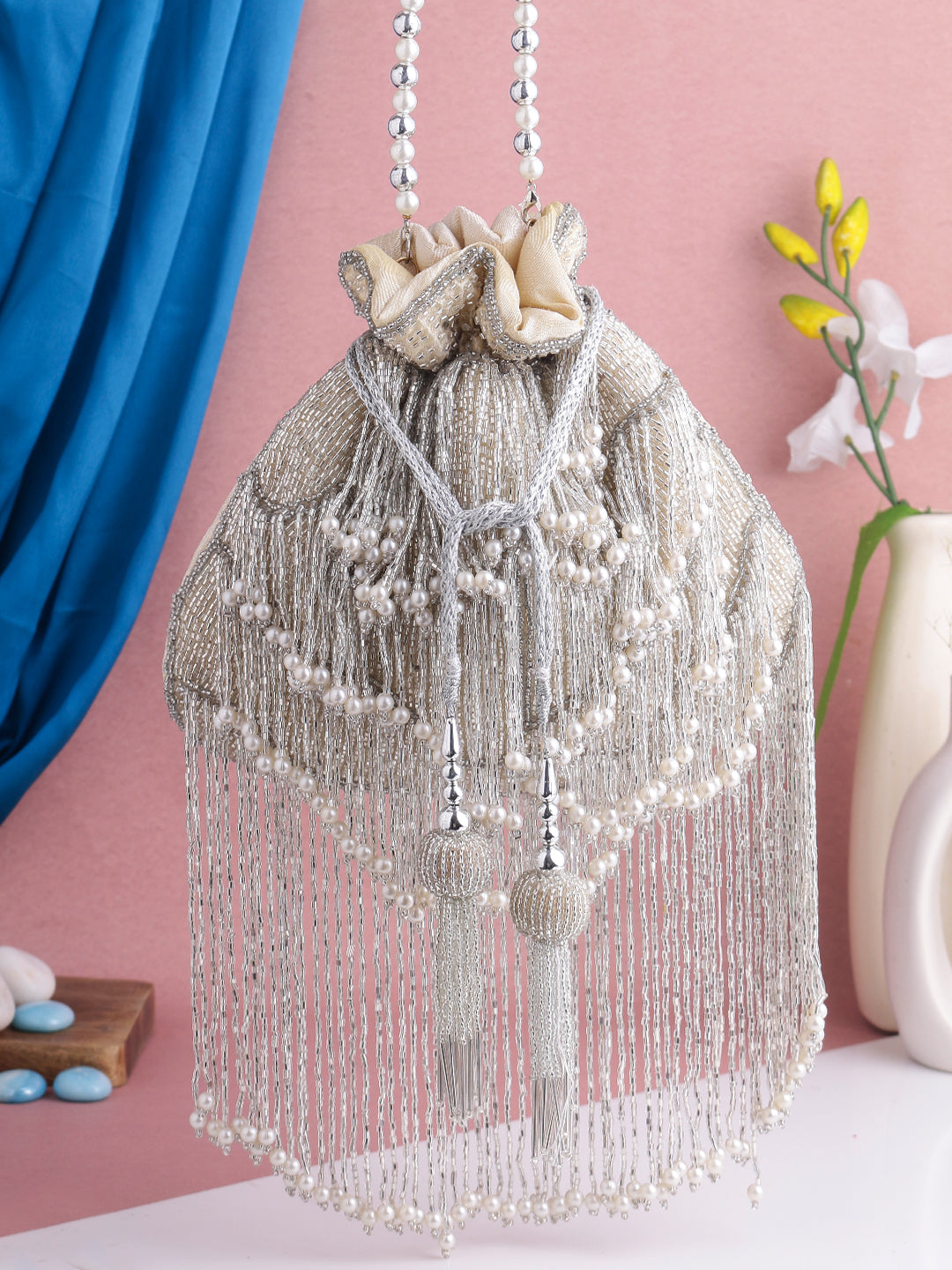 Swisni silver potli bag