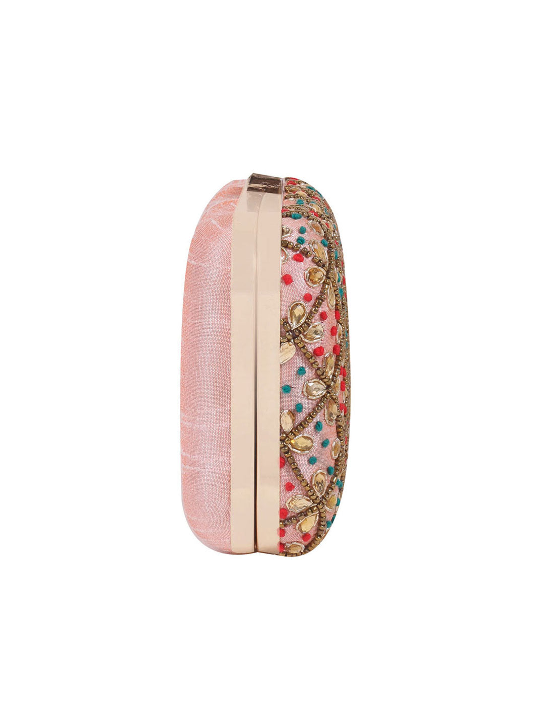 Embroidery Peach  Clutch Bag  For Women & Girls