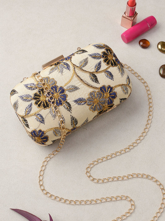 Swisni cream fabric clutch bag