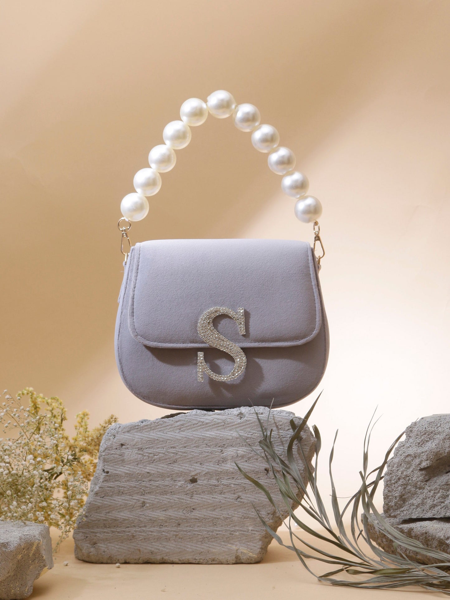 Swisni grey monogram alphabet bag