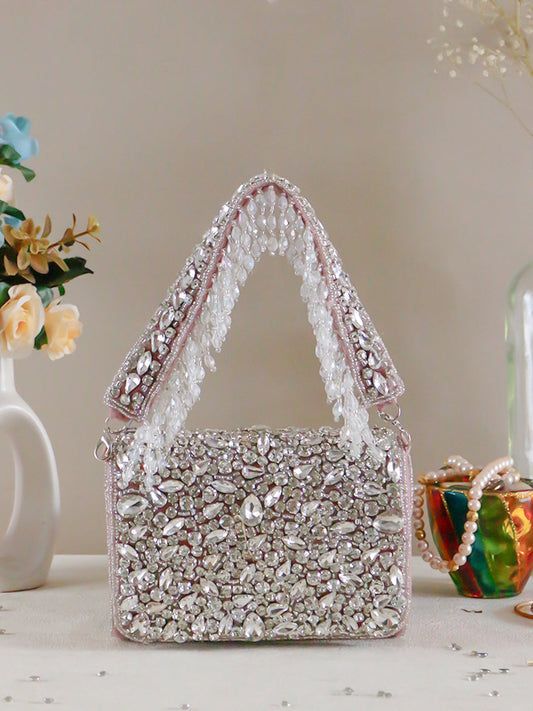 Swisni big crystal pink clutch bag