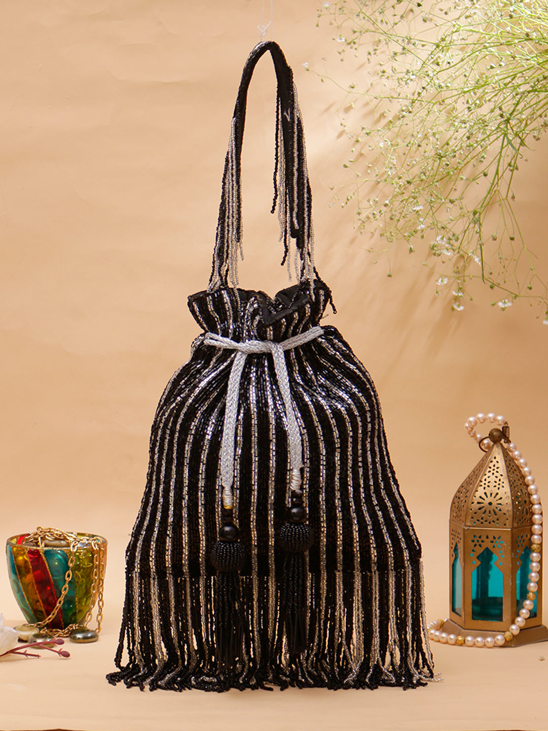 Swisni black katdana potli bag new