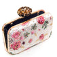 Fresh Floral Print Creamish Shade Designer Clutch  for Women & Girls