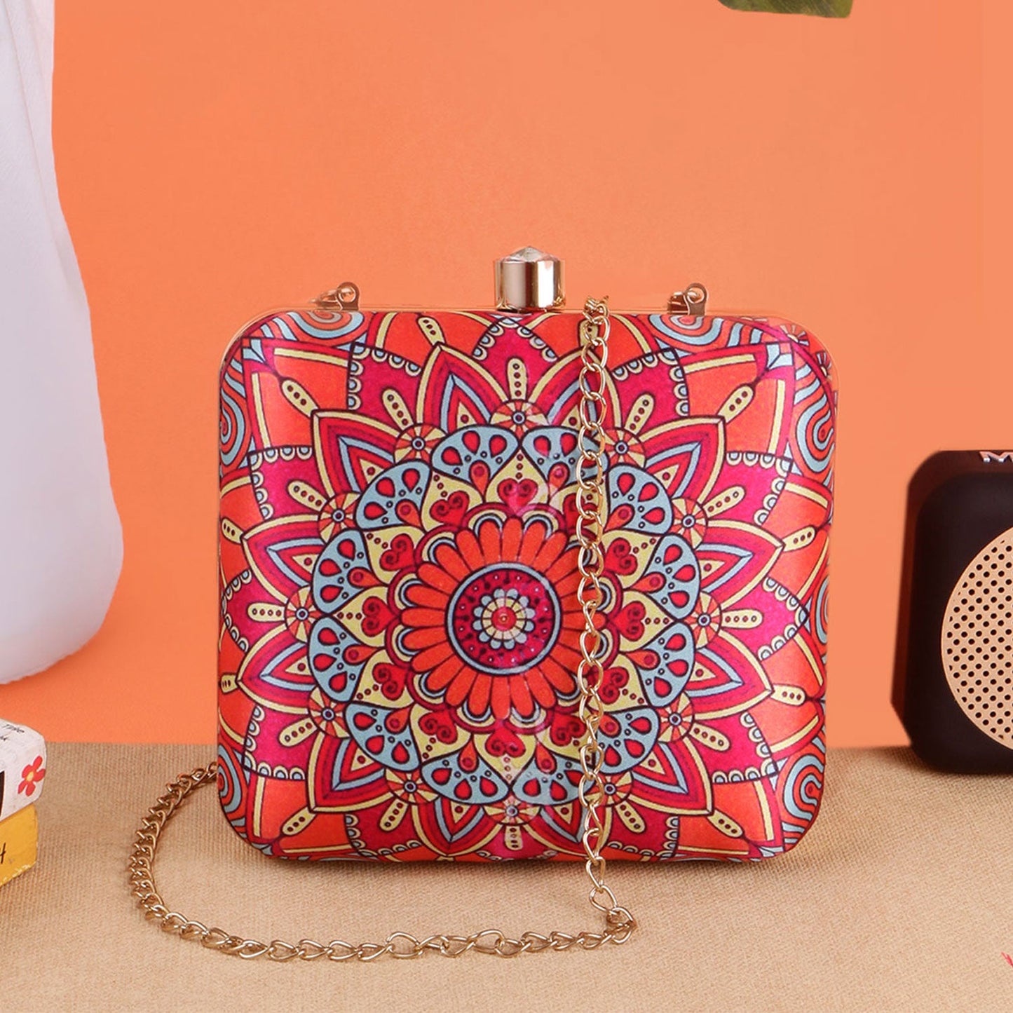 Mandala Digital Print Satin Clutch  for Women & Girls