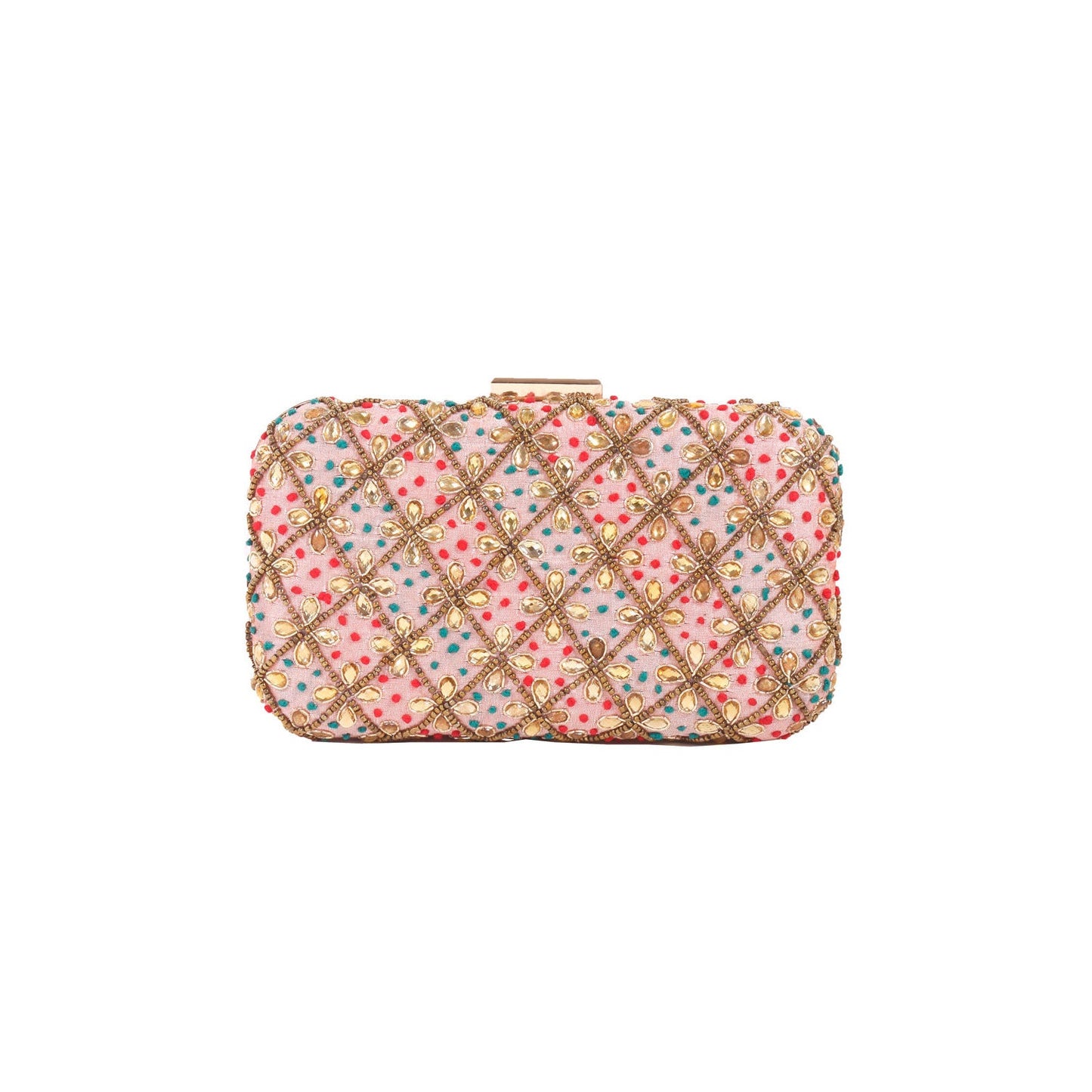 Embroidery Peach  Clutch Bag  For Women & Girls