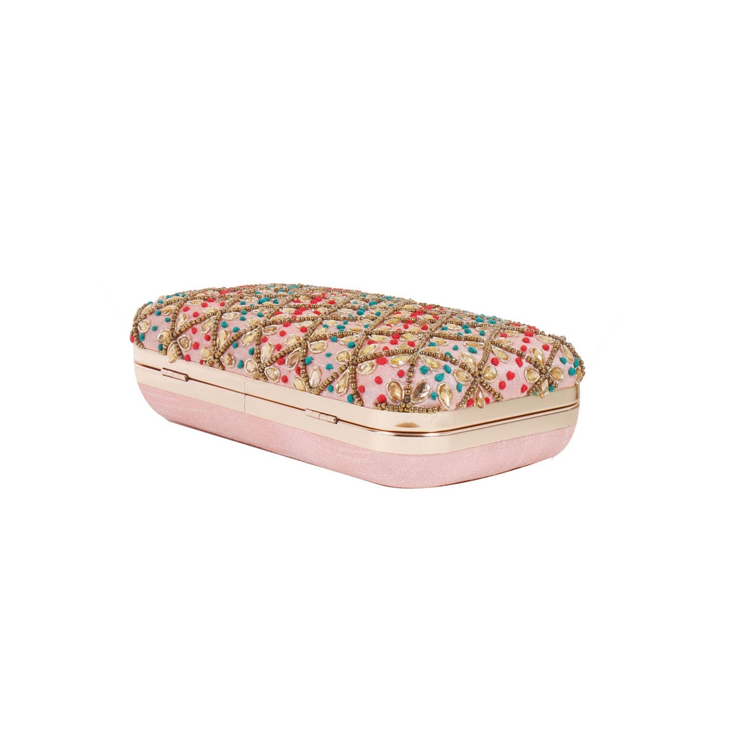 Embroidery Peach  Clutch Bag  For Women & Girls