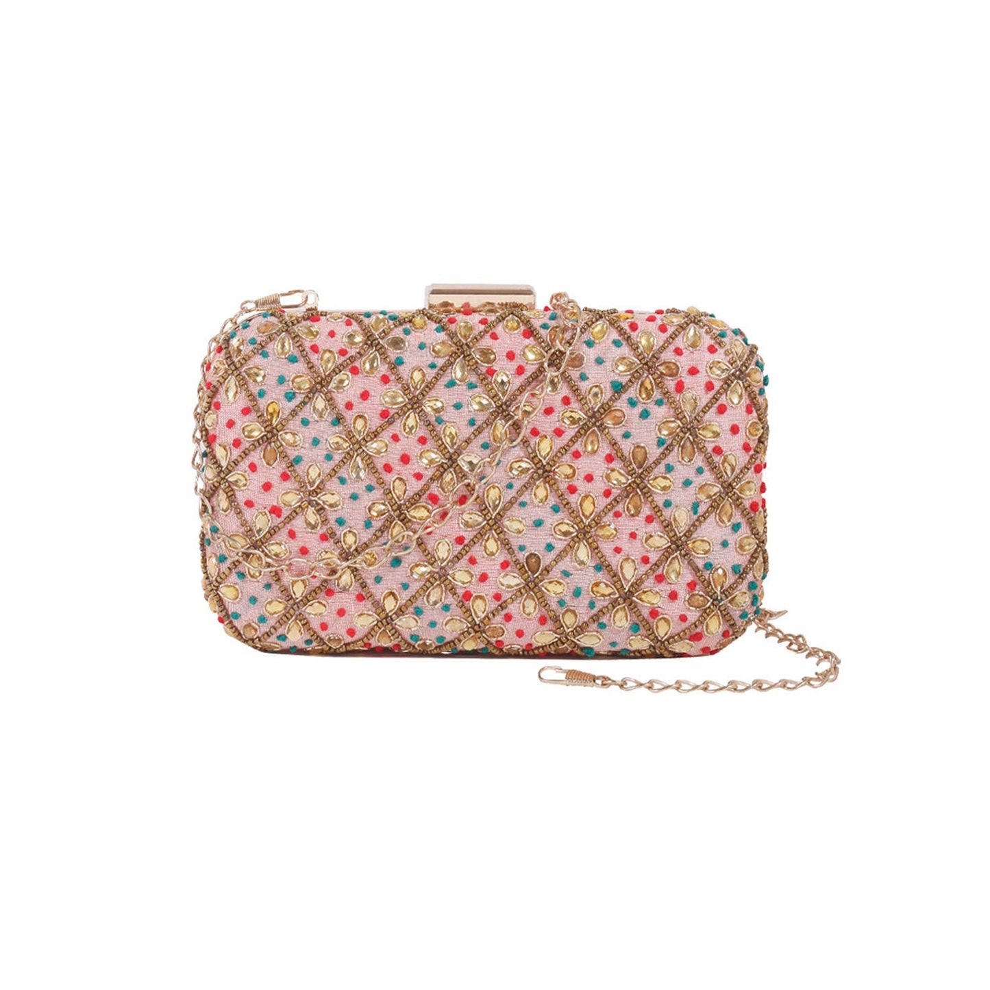 Embroidery Peach  Clutch Bag  For Women & Girls