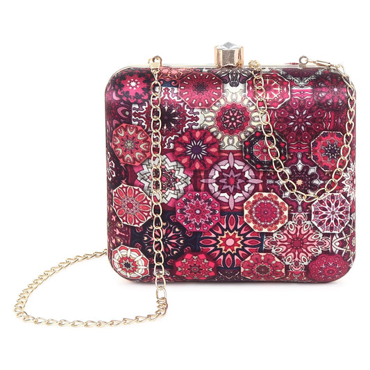 Printed clutch bag square shape