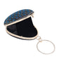 Elegant almond shape blue embelishmet clutch