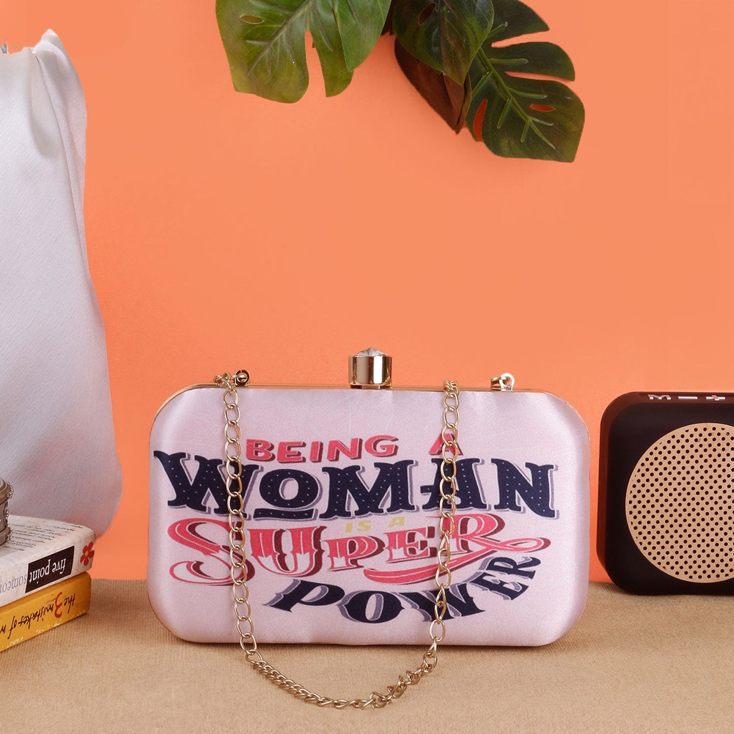 Swisni woman super power printed clutch