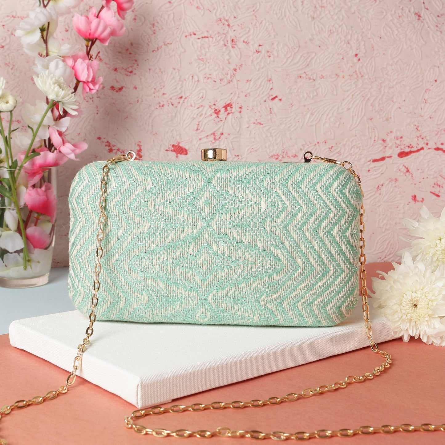 Printed Box Clutch For Casual Use