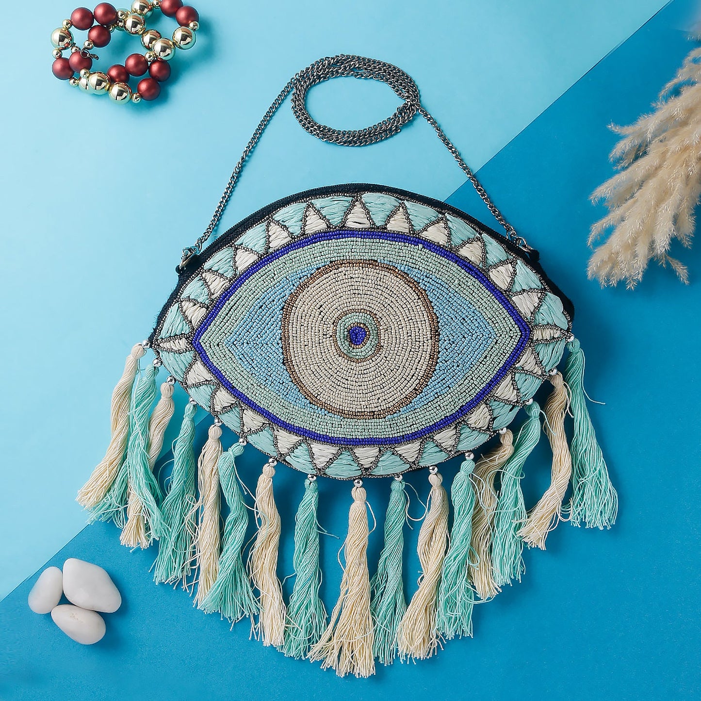 Swisni evil eye banjara boho bag