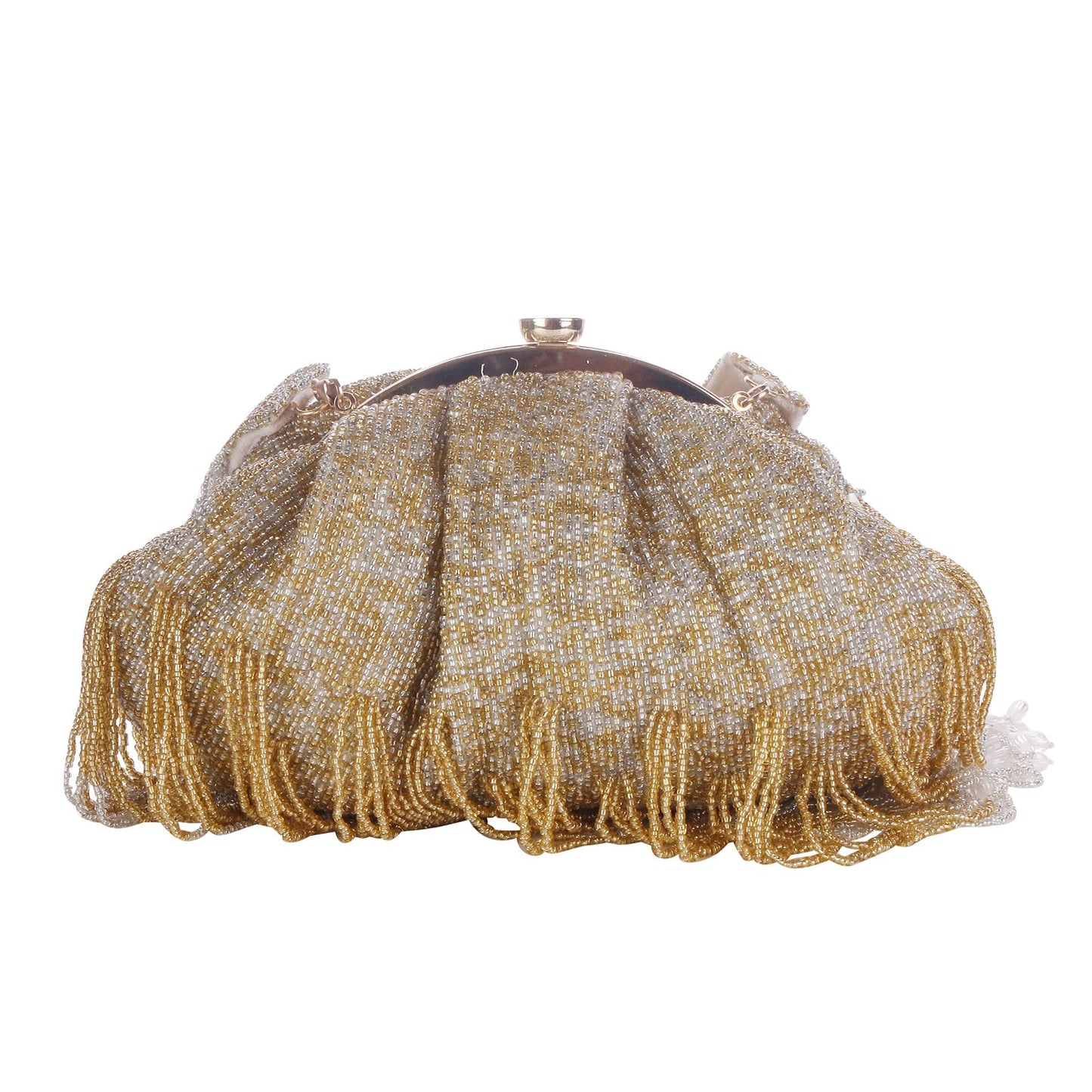 Swisni golden half frame clutch bag