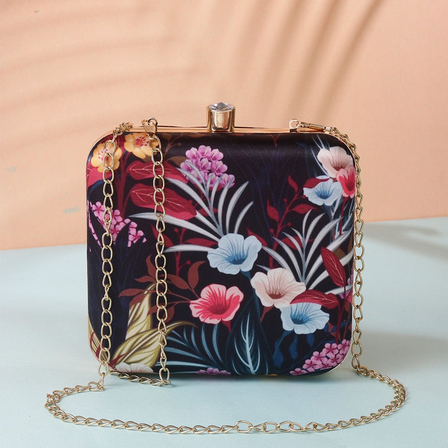 Flowery printed Box Clutch Bag  For Women & Girls