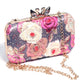 Swan lock printed embrodiered clutch bag