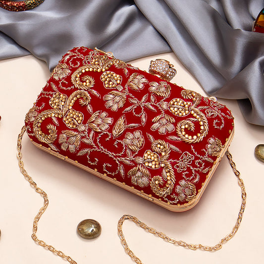 Swisni red bride clutch