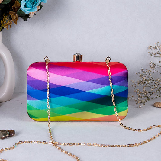 Swisni rainbow shades digital printed clutch