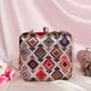 Tropical Satin Digital Print Sqaure Box Clutch  for Women & Girls