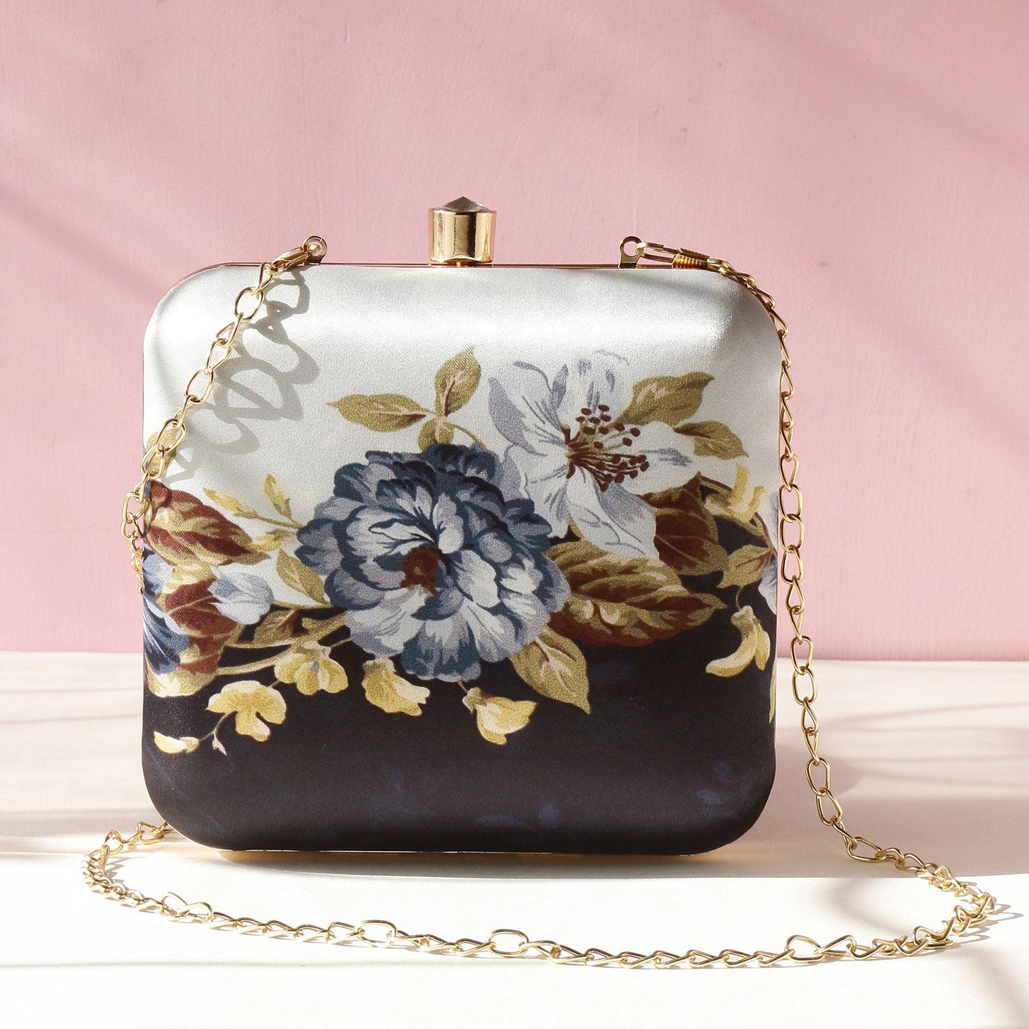 Printed floral clutch bag