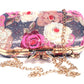 Swan lock printed embrodiered clutch bag