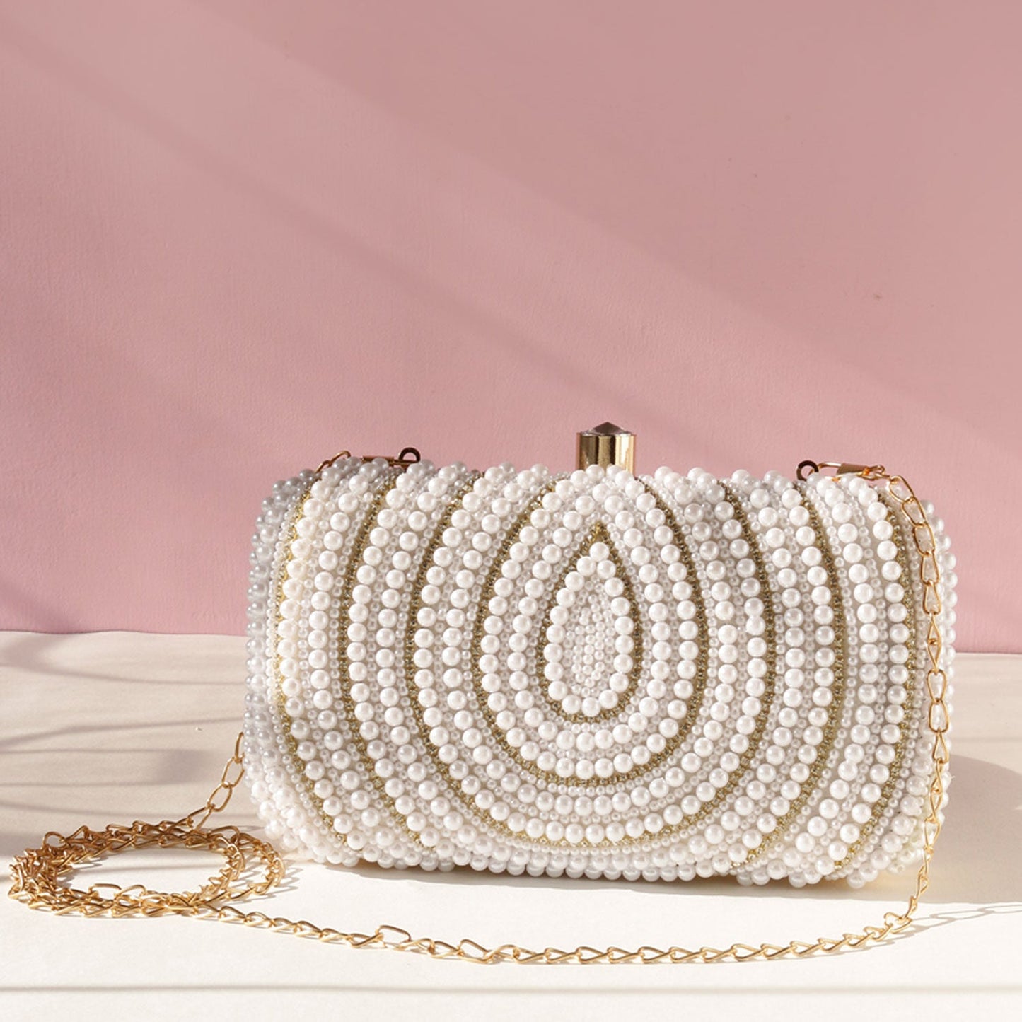 Pearl clutch bag rectangle shape