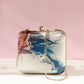 Abstract Satin Print Square Box Clutch  for Women & Girls