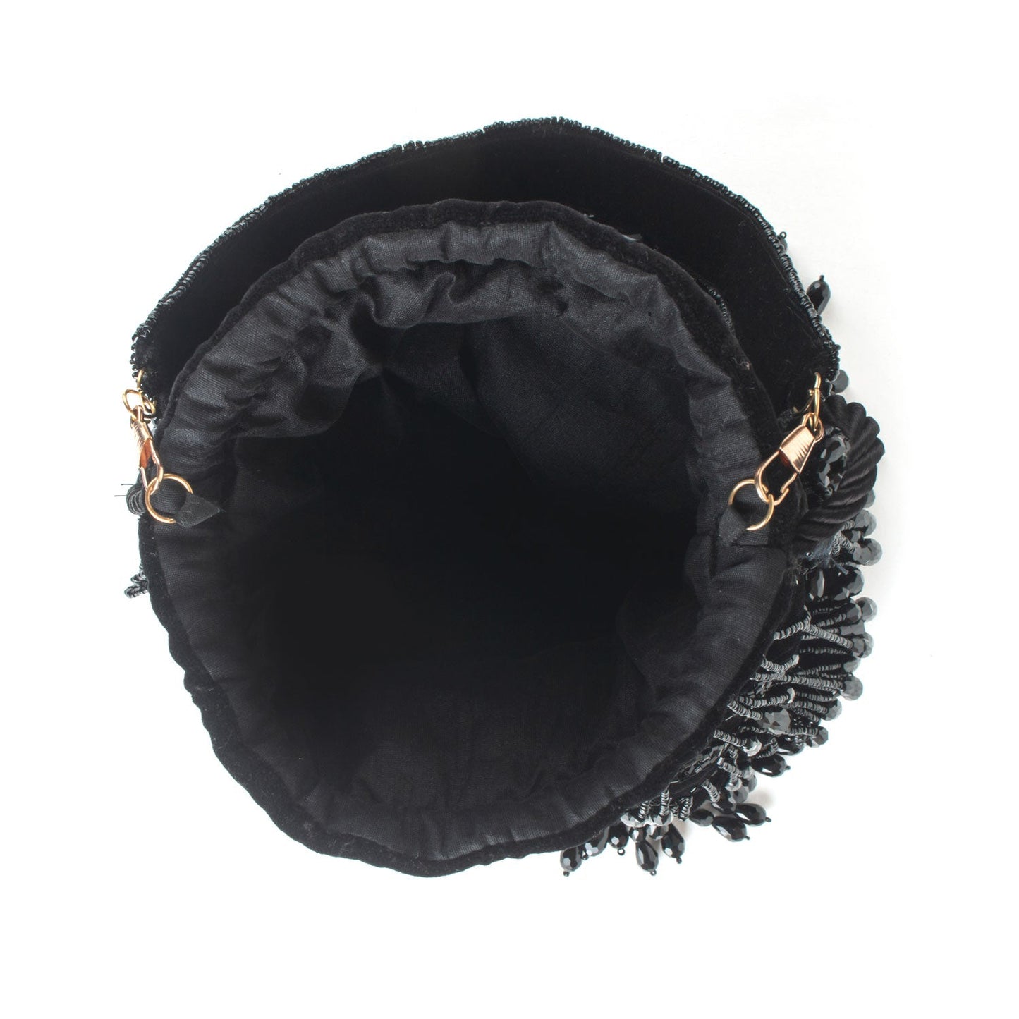 Black embroidered potli clutch bag