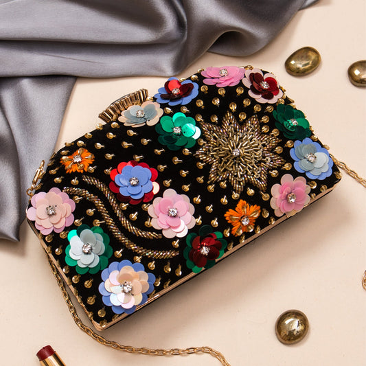 swisni sequins embroidered clutch