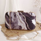 Acrylic Abstract printed black clutch bag