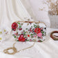 Floral printed embroidered clutch bag