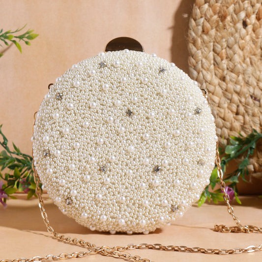 pearl style round clutch