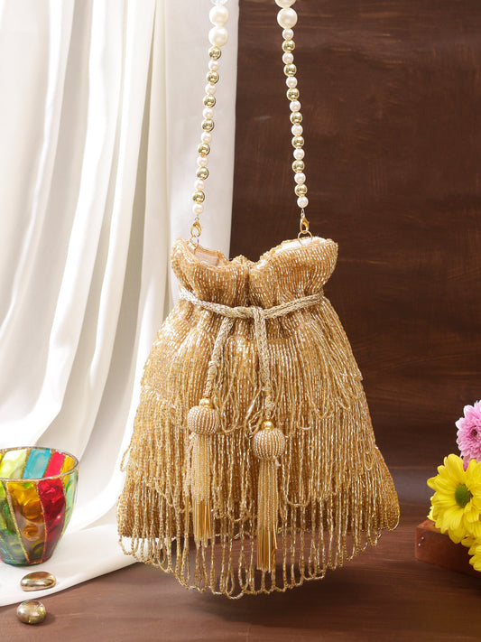 Swisni gold three layer tassel potli