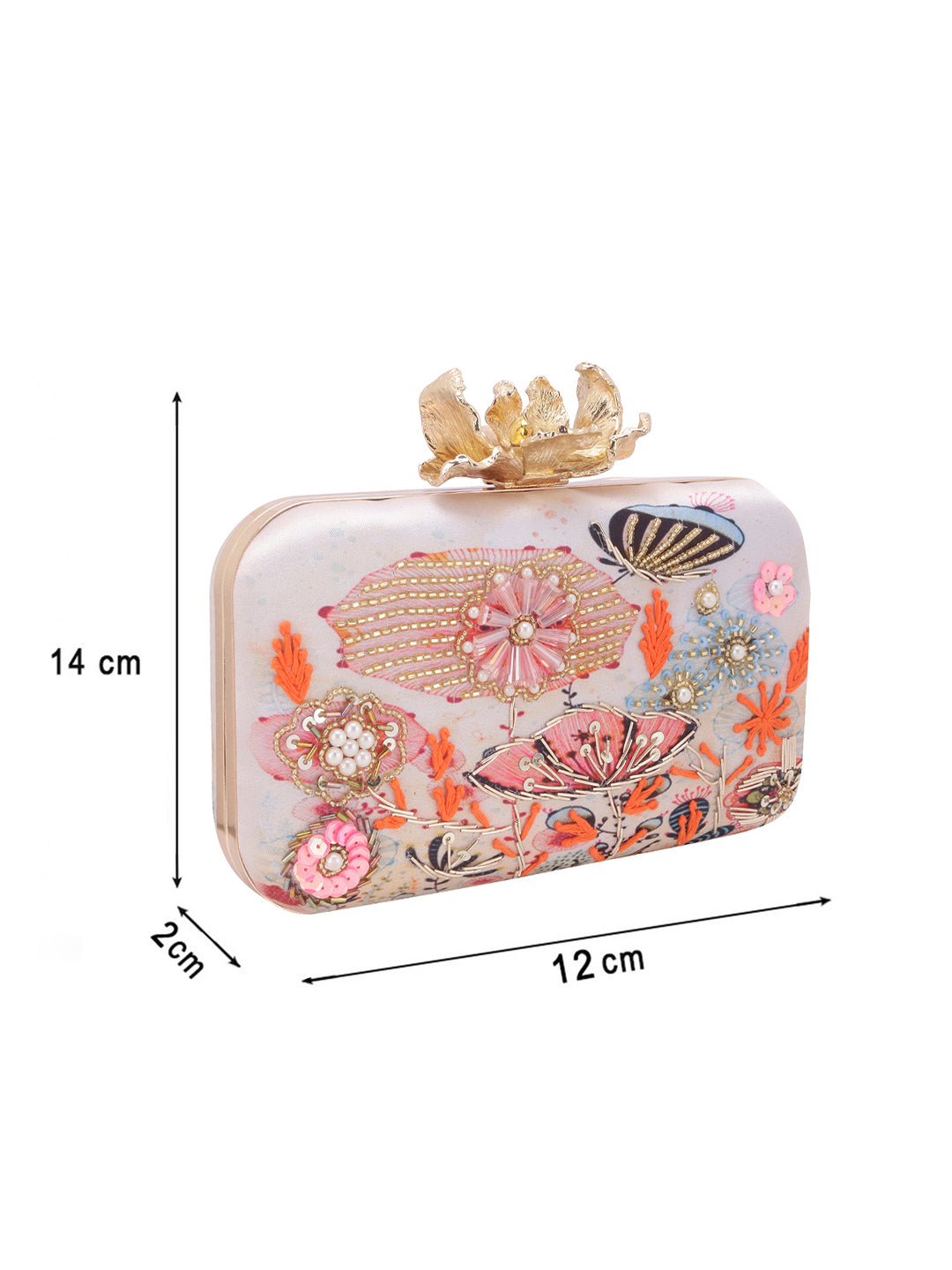 Eye catchy embellishment designer clutch