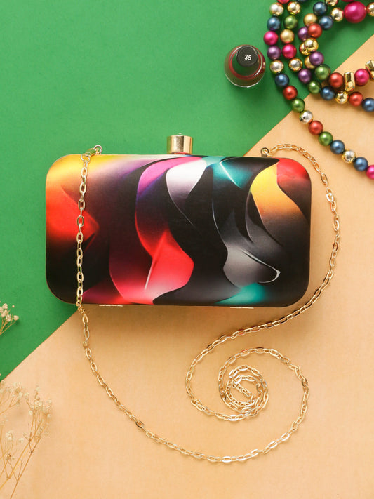 Swisni multicolor printed clutch bag