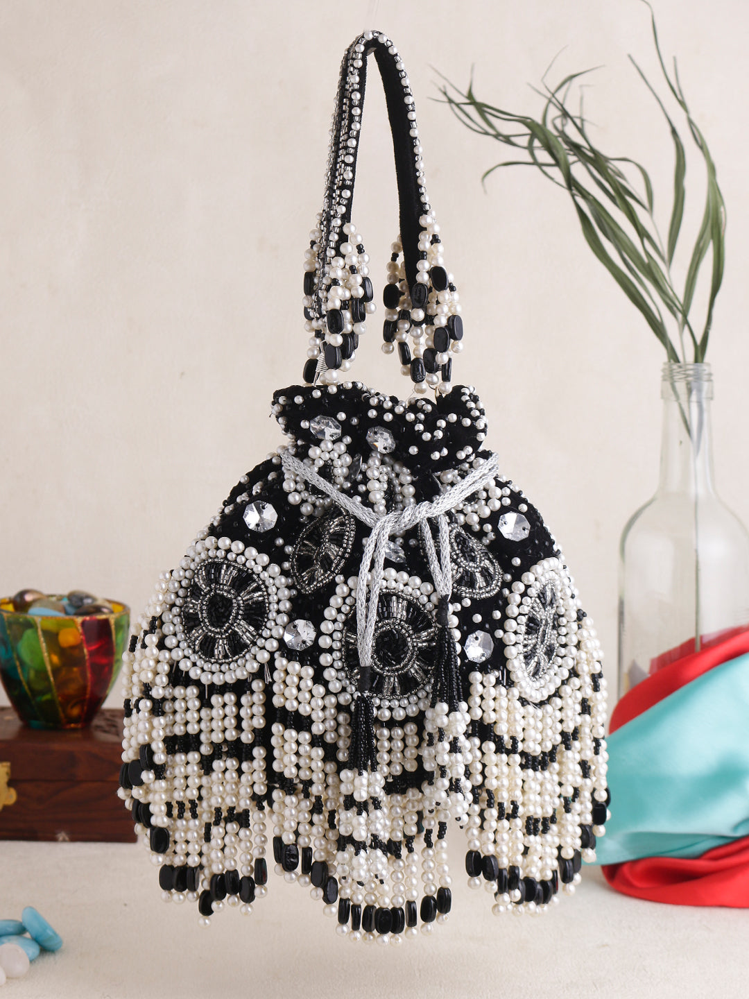 Swisni black pearl luxury potli bag