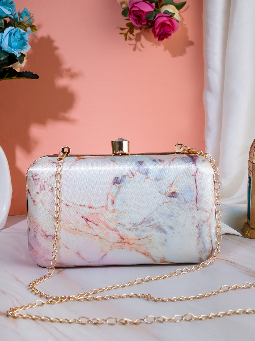 Swisni marble printed clutch bag