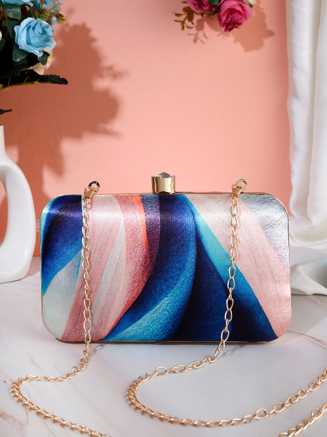 Swisni multicolor printed clutch bag