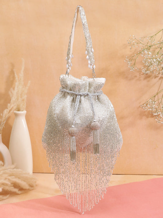 Swisni silver tassel potli