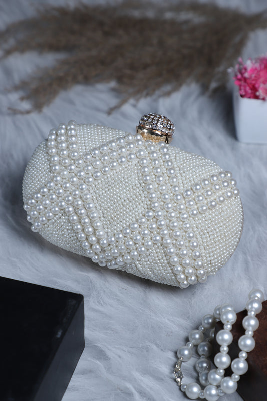 Handmade Pearly Oval Clutch