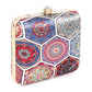 Printed clutch bag in square shape