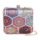 Printed clutch bag in square shape