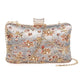 Printed embroidered clutch bag