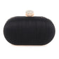 Black oval embroidered clutch bag