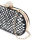 Black oval embroidered clutch bag