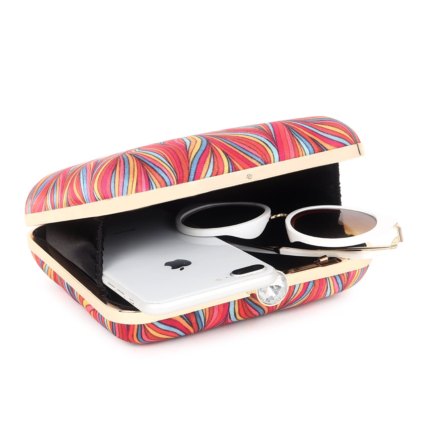 Printed floral design clutch bag