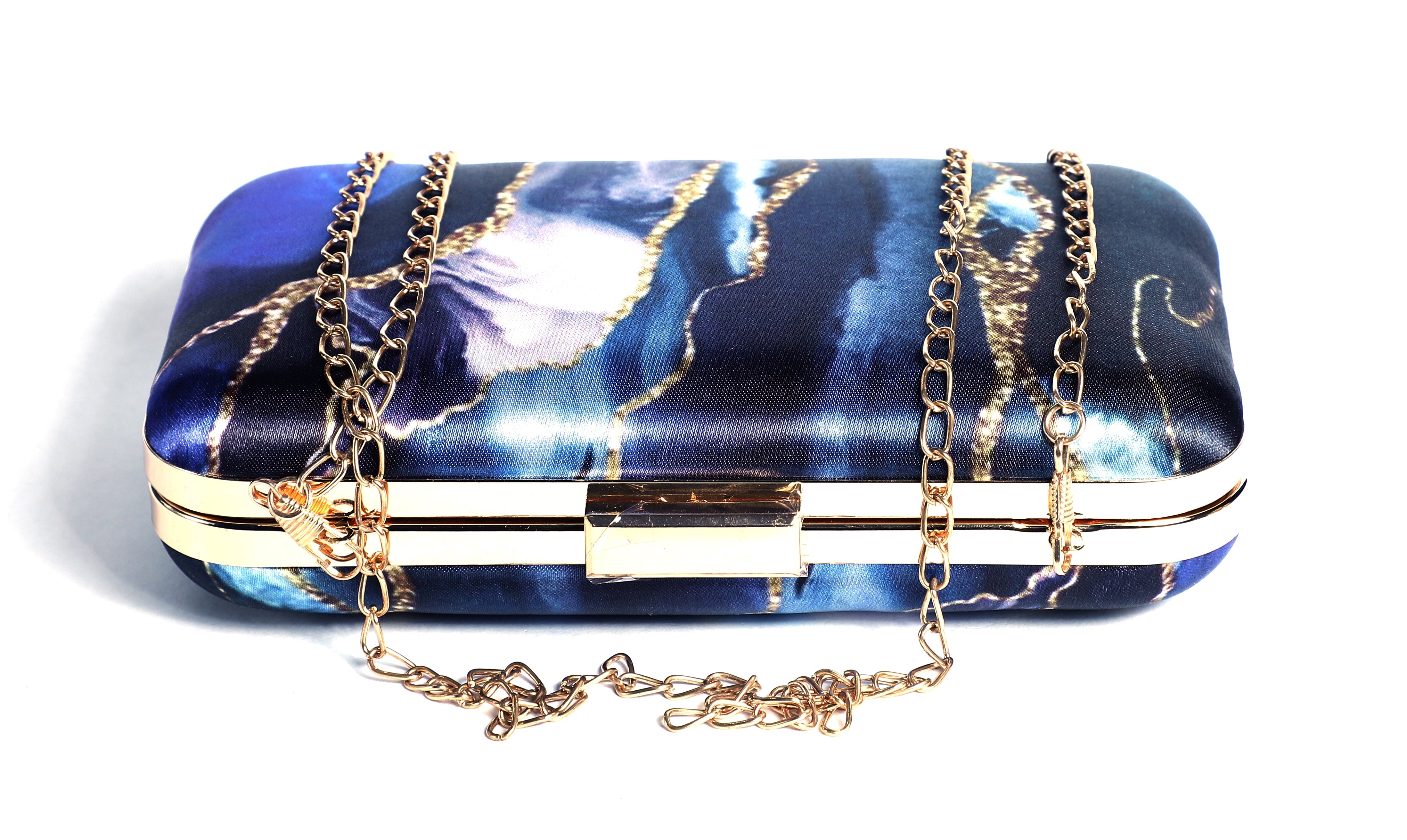 Abstract Printed Blue Clutch  for Women & Girls