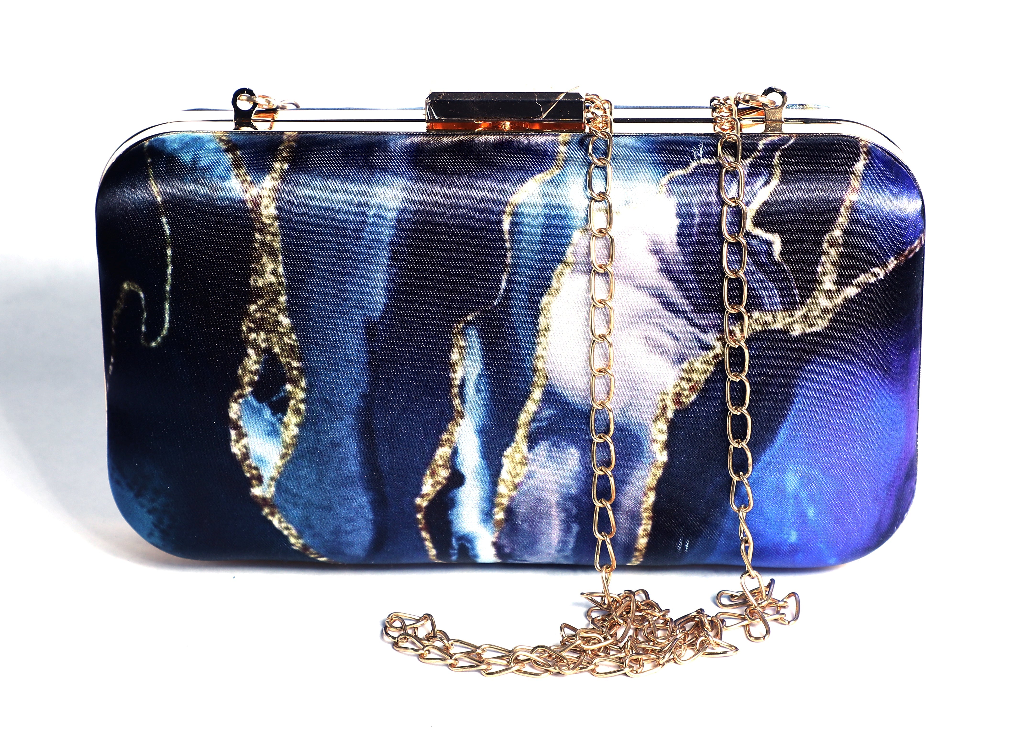 Abstract Printed Blue Clutch  for Women & Girls