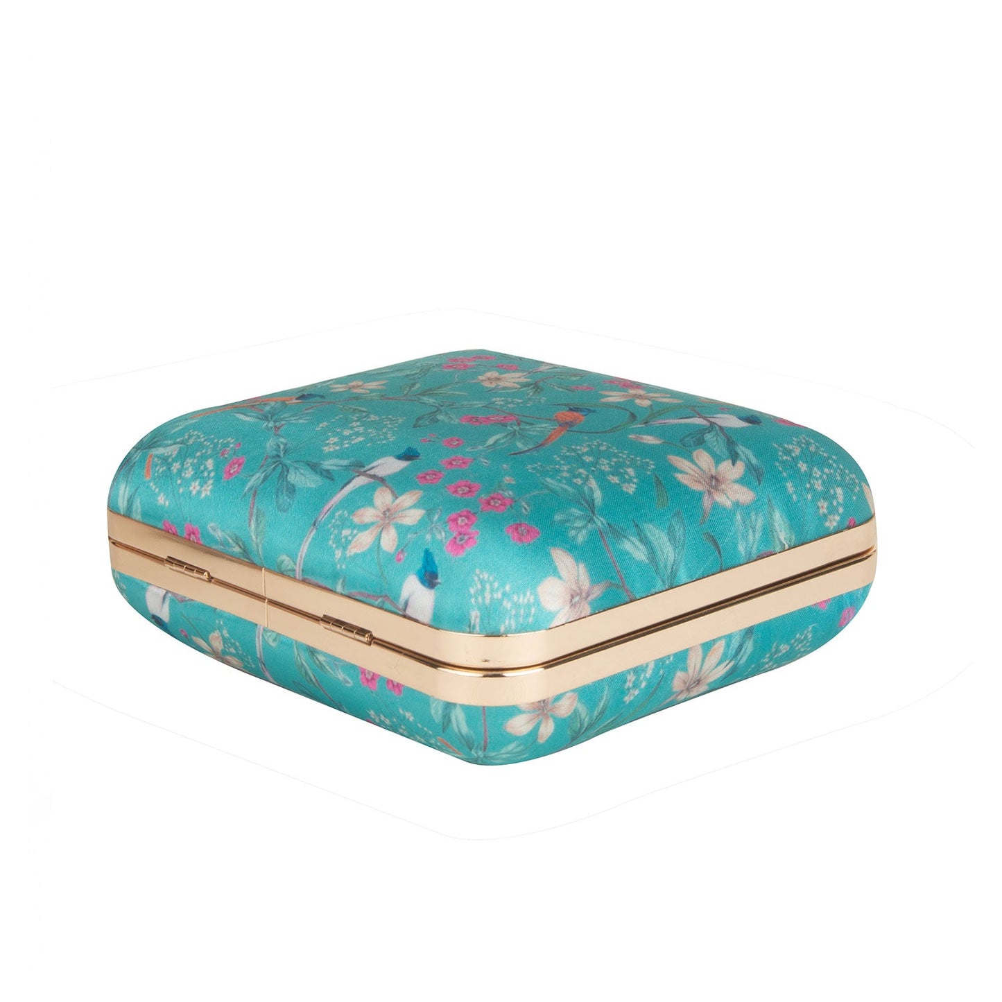 Floral green Print Square Box Clutch for Women & Girls