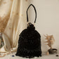 Black embroidered potli clutch bag